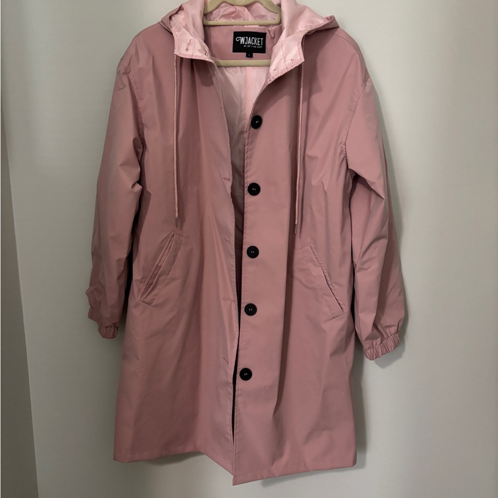 W Jacket NWOT - Hooded Trench Coat - Size L - PTP 22” x2 - Length 36”